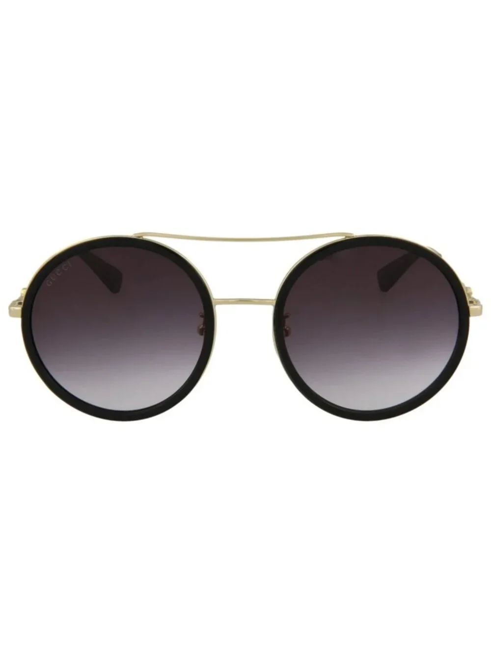 New Gucci Women's Sunglasses Round Oval Metal Frame Black Gold Grey